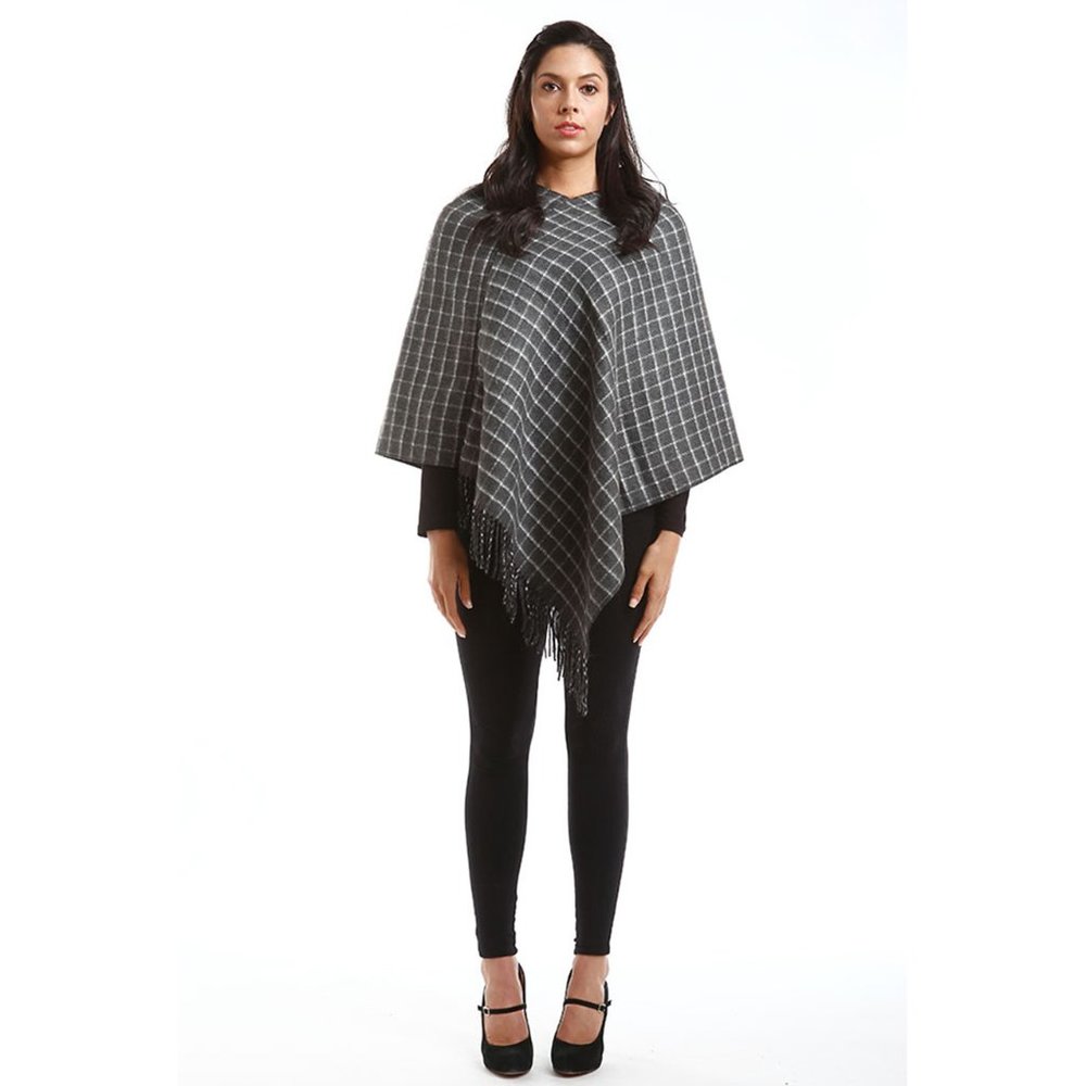 LOF Loose Checkered and Plaid Pullover Poncho